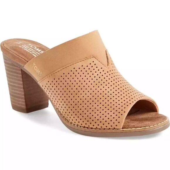 Toms Majorca Sandstorm Perforated Nubuck Heels Sz 8.5 - Picture 1 of 6